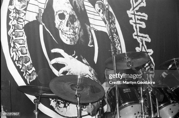 Napalm Death perform on stage at the ICA, London, United Kingdom, 1990.