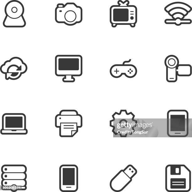 device icons - regular outline - printer security stock illustrations