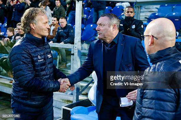 Assistant trainer Gert Peter de Gunst of PEC Zwolle, coach Ron Jans of PEC Zwolle, caretaker Erwin Vloedgraven of PEC Zwolle during the Dutch...