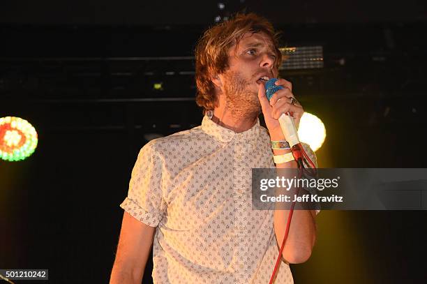 Musician Aaron Bruno of Awolnation performs onstage during 106.7 KROQ Almost Acoustic Christmas 2015 at The Forum on December 12, 2015 in Inglewood,...