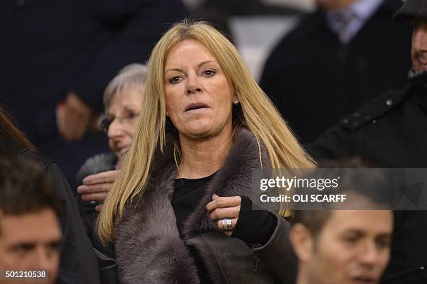 Ulla Sandrock, wife of Liverpool's German manager Jurgen Klopp, attends the English Premier League football match between Liverpool and West Bromwich...