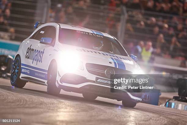 Mercedes AMG A45 racing at Mercedes-Benz Arena on December 12, 2015 in Stuttgart, Germany.