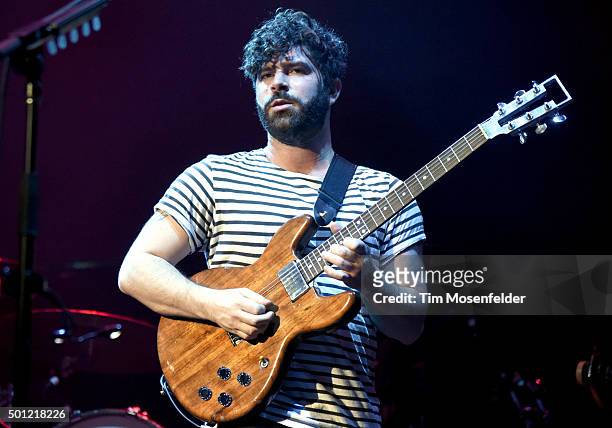 Yannis Philippakis of Foals performs during Live 105's Not So Silent Night at ORACLE Arena on December 11, 2015 in Oakland, California.