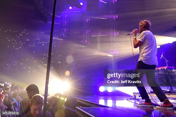 Musician Aaron Bruno of Awolnation performs onstage during 106.7 KROQ Almost Acoustic Christmas 2015 at The Forum on December 12, 2015 in Inglewood,...