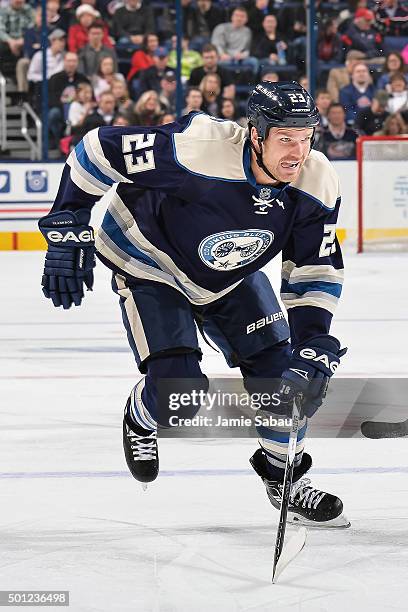 David Clarkson of the Columbus Blue Jackets skates against the New York Islanders on December 12, 2015 at Nationwide Arena in Columbus, Ohio.