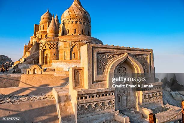 sand sculptures at remal international festival - arabian nights stock-fotos und bilder