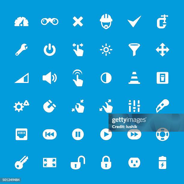 control panel tools vector icons set - scrolling stock illustrations