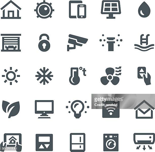 smart home icons - panel solar stock illustrations