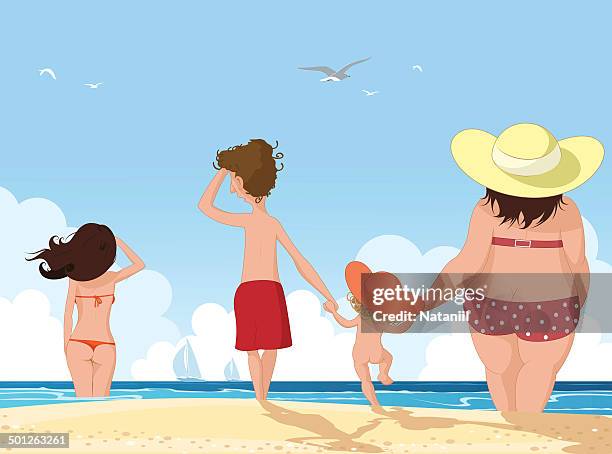 family holidays - thin stock illustrations