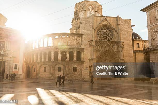 cathedral square, valencia, spain - valencia spain stock pictures, royalty-free photos & images