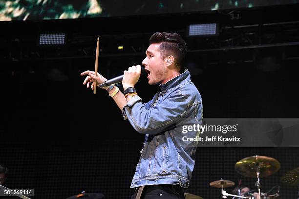 Musician Dan Smith of Bastille performs onstage during 106.7 KROQ Almost Acoustic Christmas 2015 at The Forum on December 12, 2015 in Inglewood,...