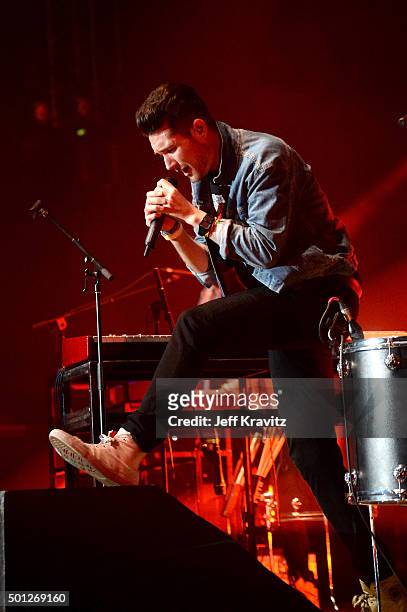 Musician Dan Smith of Bastille performs onstage during 106.7 KROQ Almost Acoustic Christmas 2015 at The Forum on December 12, 2015 in Inglewood,...
