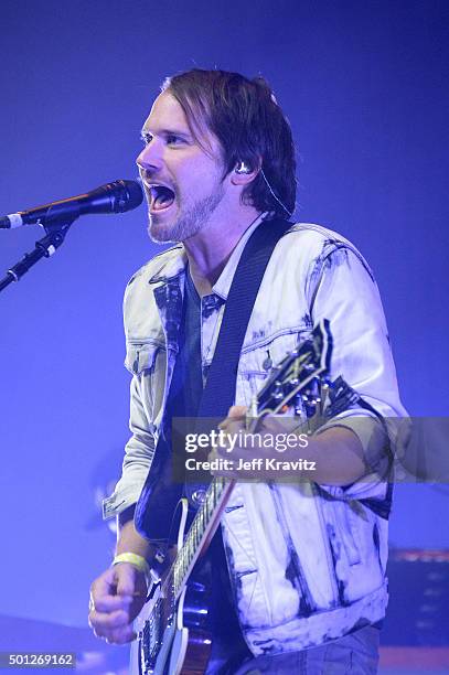 Musician Brian Aubert of Silversun Pickups performs onstage during 106.7 KROQ Almost Acoustic Christmas 2015 at The Forum on December 12, 2015 in...