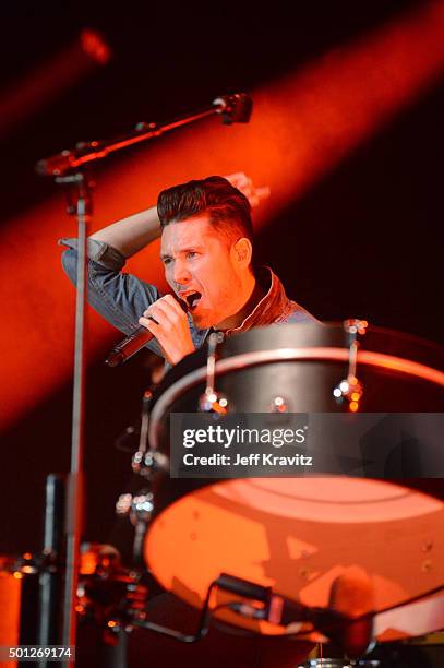 Musician Dan Smith of Bastille performs onstage during 106.7 KROQ Almost Acoustic Christmas 2015 at The Forum on December 12, 2015 in Inglewood,...