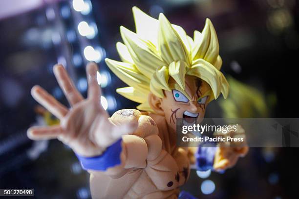 Dragon ball action figure during the fair. Second edition of "Xmas Comics and Games" a Christmas party, preview of Torino Comics 2016, the...