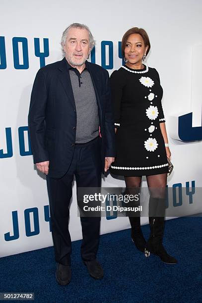 Robert De Niro and Grace Hightower attend the "Joy" New York premiere at the Ziegfeld Theater on December 13, 2015 in New York City.