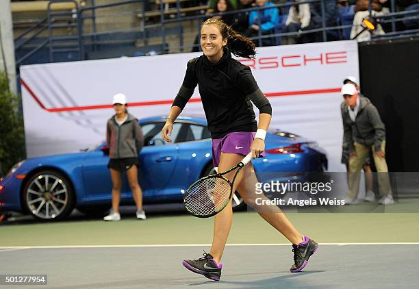 Laura Robson at the Maria Sharapova and Friends tennis event presented by Porsche on December 13, 2015 in Los Angeles, California.