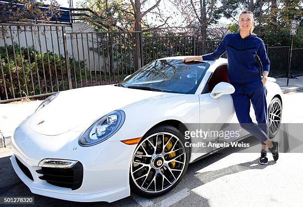 Maria Sharapova attends the Maria Sharapova and Friends tennis event presented by Porsche on December 13, 2015 in Los Angeles, California.