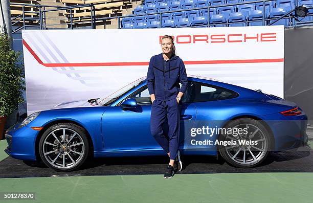 Maria Sharapova attends the Maria Sharapova and Friends tennis event presented by Porsche on December 13, 2015 in Los Angeles, California.