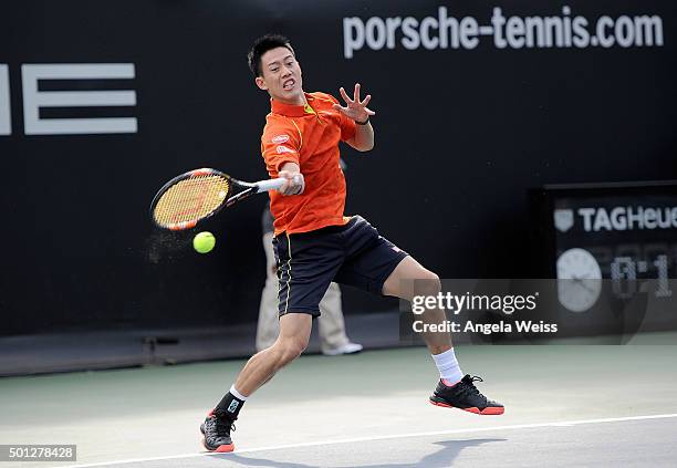 Kei Nishikori attends the Maria Sharapova and Friends tennis event presented by Porsche on December 13, 2015 in Los Angeles, California.