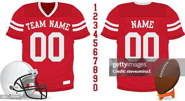 football jersey, ball and helmet - american football uniform stock illustrations