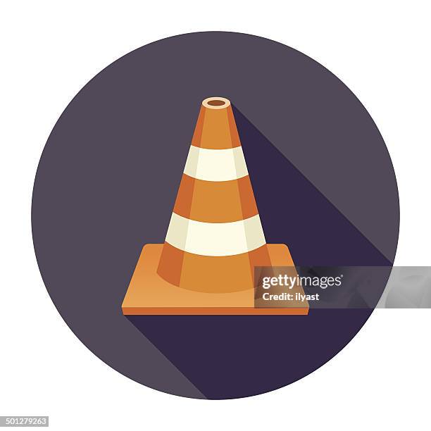 ilustraciones, imágenes clip art, dibujos animados e iconos de stock de cono señalizador icono plana - cono