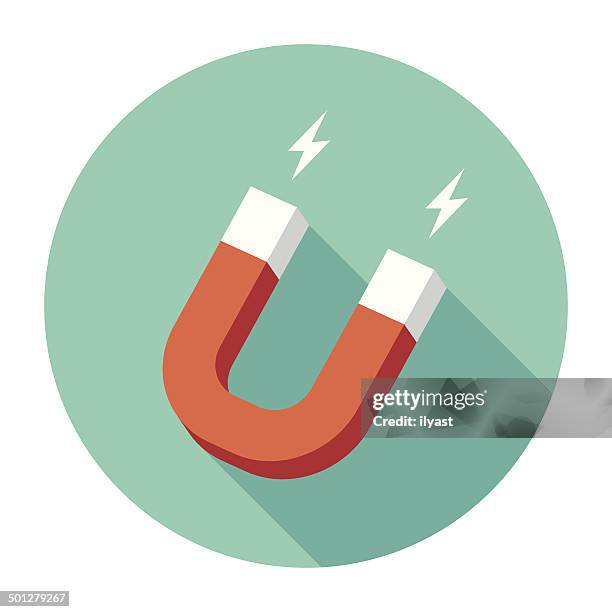 ilustraciones, imágenes clip art, dibujos animados e iconos de stock de imán icono plana - imán