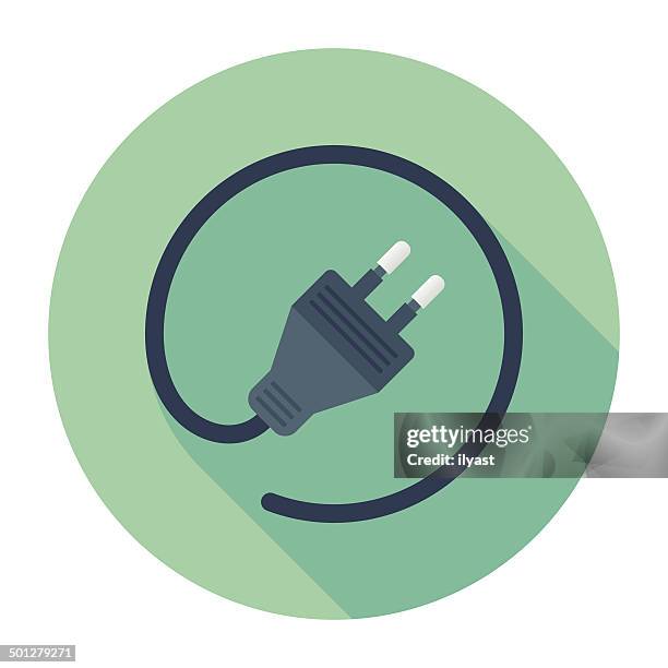 flat plug icon - plug and socket stock illustrations
