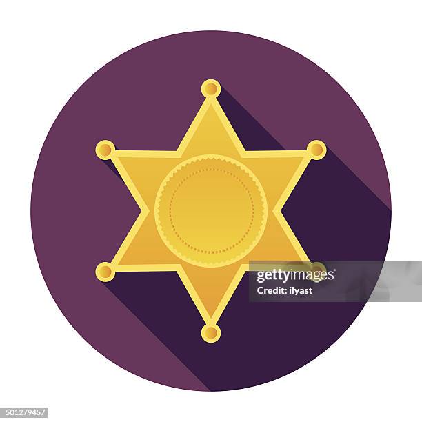ilustraciones, imágenes clip art, dibujos animados e iconos de stock de icono plana insignia de policía - sheriff