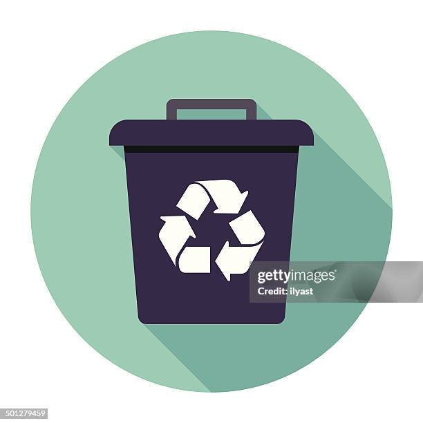 flat trash can icon - recycling bin icon stock illustrations