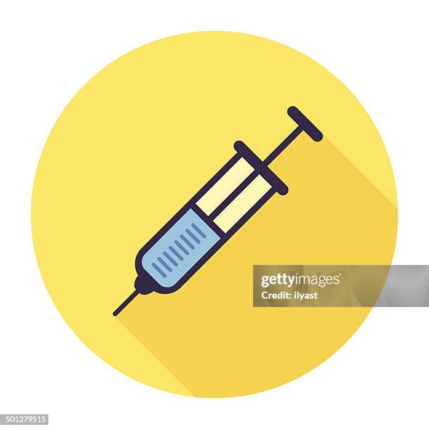 stockillustraties, clipart, cartoons en iconen met flat syringe icon - narcotic