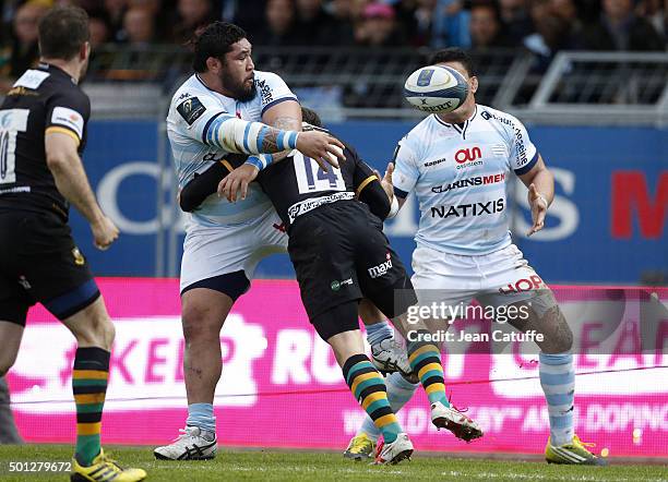 Ben Tameifuna of Racing 92 in action during the European Rugby Champions Cup match between Racing 92 and Northampton Saints at Stade de Yves du...