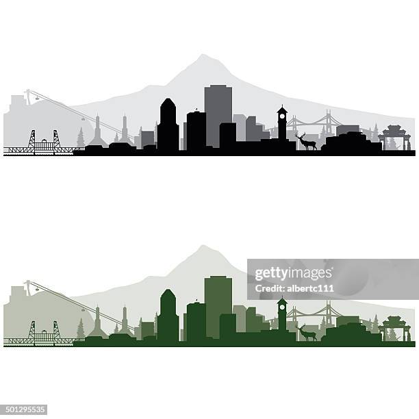 portland cityscape - portland skyline stock illustrations