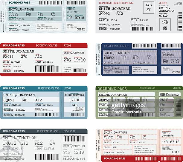 ilustraciones, imágenes clip art, dibujos animados e iconos de stock de icono de pases de abordaje del aeropuerto - billete de avión
