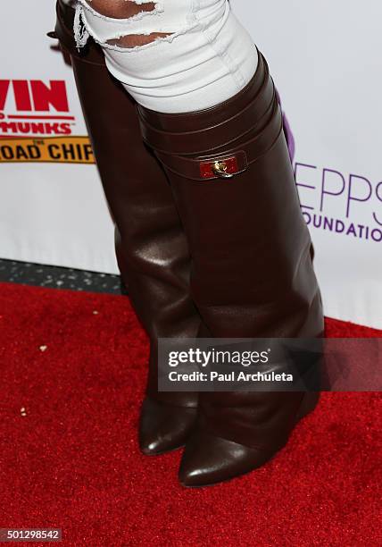 Reality TV Personality Malaysia Pargo ,Shoe Detail, attends the celebrity family Sunday funday toy drive and screening of "Alvin And The Chipmunks:...