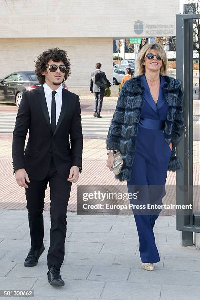 Arantxa de Benito and Agustin Etienne attend the Christening of Juan Pena and Sonia Gonzalez 's son Tristan Pena on December 10, 2015 in Madrid,...