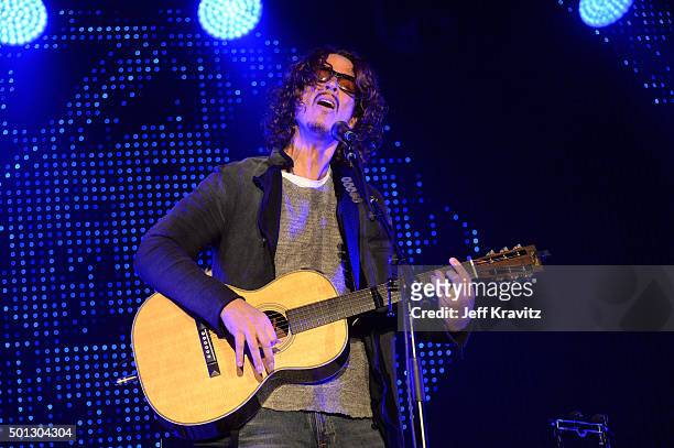 Musician Chris Cornell performs onstage during 106.7 KROQ Almost Acoustic Christmas 2015 at The Forum on December 13, 2015 in Inglewood, California.