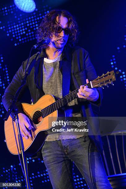 Musician Chris Cornell performs onstage during 106.7 KROQ Almost Acoustic Christmas 2015 at The Forum on December 13, 2015 in Inglewood, California.