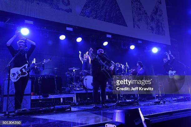 Of Monsters and Men perform onstage during 106.7 KROQ Almost Acoustic Christmas 2015 at The Forum on December 13, 2015 in Inglewood, California.