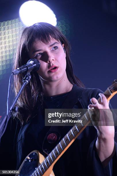 Musician Nanna Bryndís Hilmarsdóttir of Of Monsters and Men performs onstage during 106.7 KROQ Almost Acoustic Christmas 2015 at The Forum on...