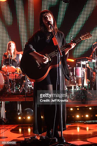 Musician Nanna Bryndís Hilmarsdóttir of Of Monsters and Men performs onstage during 106.7 KROQ Almost Acoustic Christmas 2015 at The Forum on...