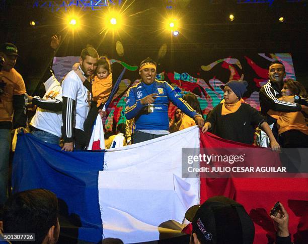 Andre Pierre Gignac, forward of Tigres, during the celebration after winning their Mexican Apertura 2015 tournament football final match against...