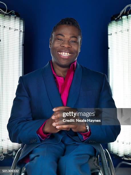 Tv presenter and wheelchair basketball player Ade Adepitan is photographed for Channel 4 on January 16, 2014 in London, England.