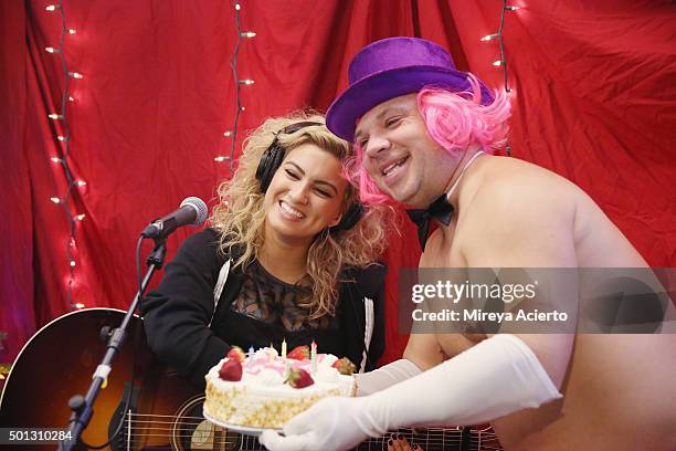 Singer Tori Kelly and Greg T visit "The Elvis Duran Z100 Morning Show" at Z100 Studio on December 14, 2015 in New York City.