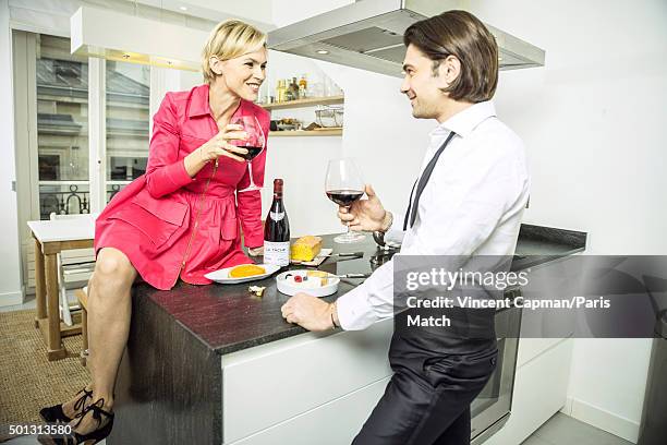 Cellist Gautier Capucon with his wife Delphine are photographed for Paris Match on November 29, 2015 in Paris, France.