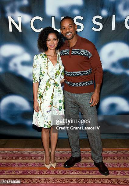 Gugu Mbatha-Raw and Will Smith attend the "Concussion" Cast Photo Call at Crosby Street Hotel on December 14, 2015 in New York City.