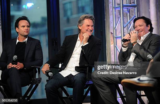 Actors Walton Goggins, Kurt Russell and Michael Madsen attend AOL BUILD Series: Kurt Russell, Walton Goggins, Tim Roth, And Demian Bichir "The...