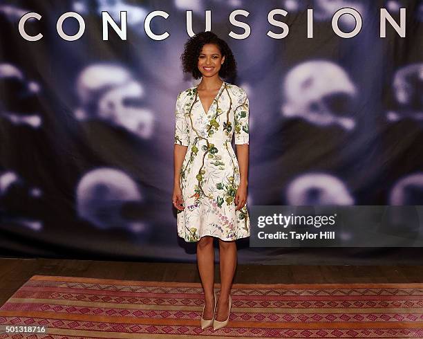 Actress Gugu Mbatha-Raw attends a photocall for "Concussion" at Crosby Street Hotel on December 14, 2015 in New York City.