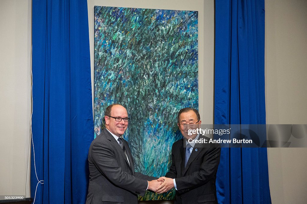 United Nations Secretary-General Ban Ki-Moon Meets With H.S.H. Prince Albert II Of Monaco