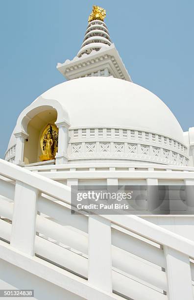 world peace pagoda in lumbini, shanti stupa,japan monastery,  nepal - lumbini nepal stock-fotos und bilder